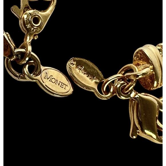 Monet Necklaces Lot 2 Gold Tone Shiny Flat Chains 16 And 20 Inch Signed - Picture 7 of 11